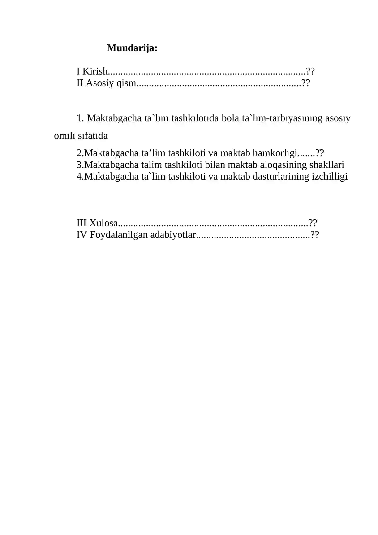 MAKTABGACHA TA’LIM TASHKILOTLARI VA MAKTAB HAMKORLIGI 2