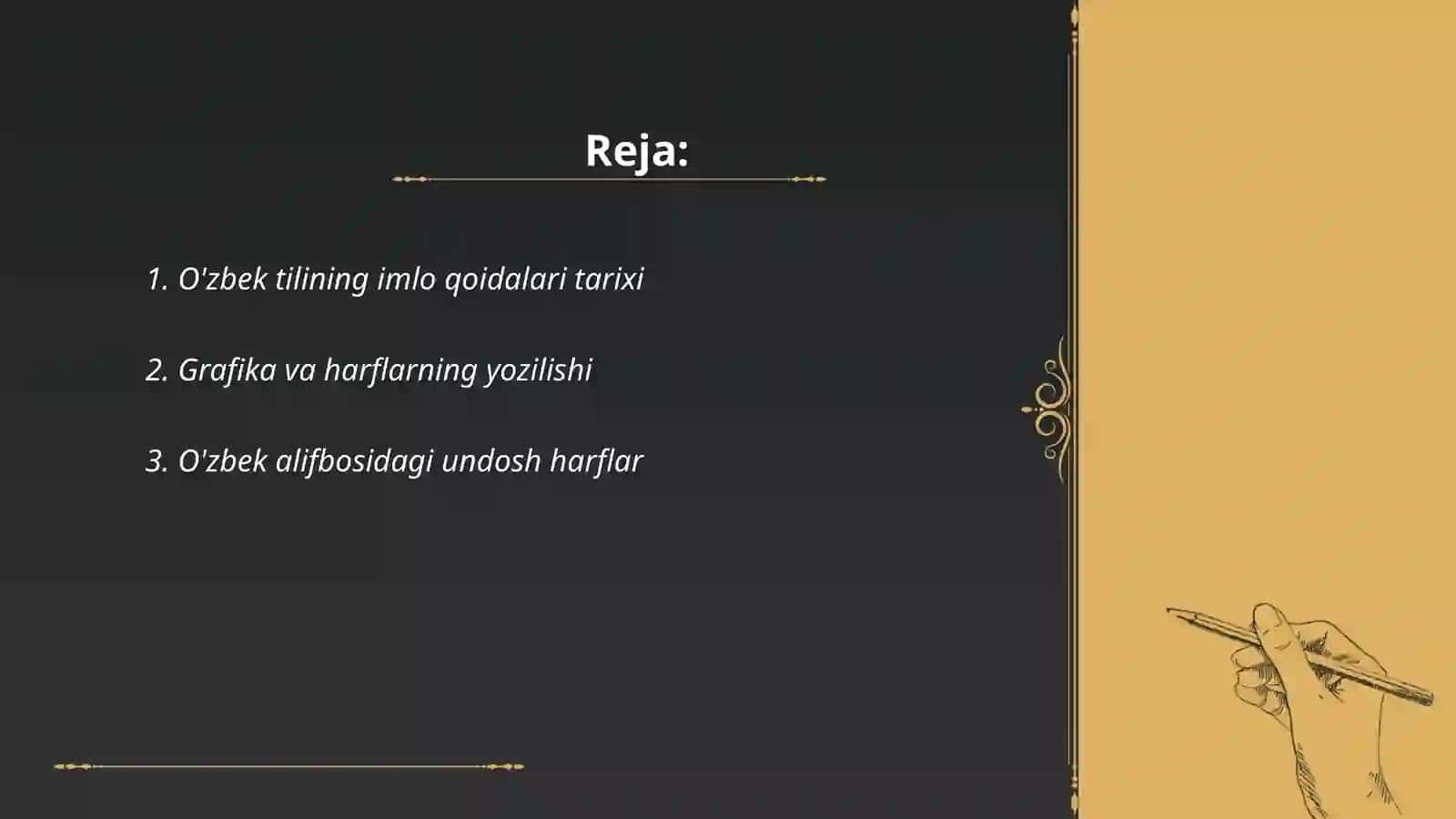Grafika. O‘zbek tilining asosiy imlo qoidalari 2