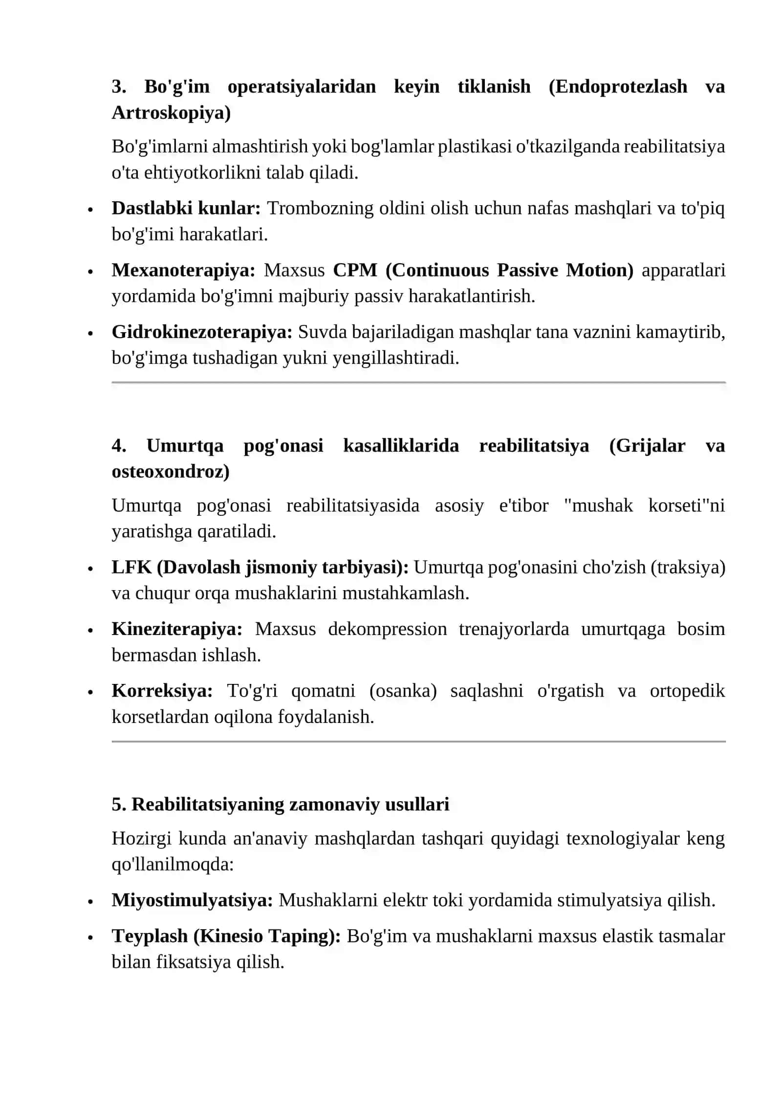 Tayanch-harakat tizimi shikastlanishlarida reabilitatsiya. Sinishlar, bo'g'im operatsiyalari va umurtqa pog'onasi kasalliklarida tiklanish 2