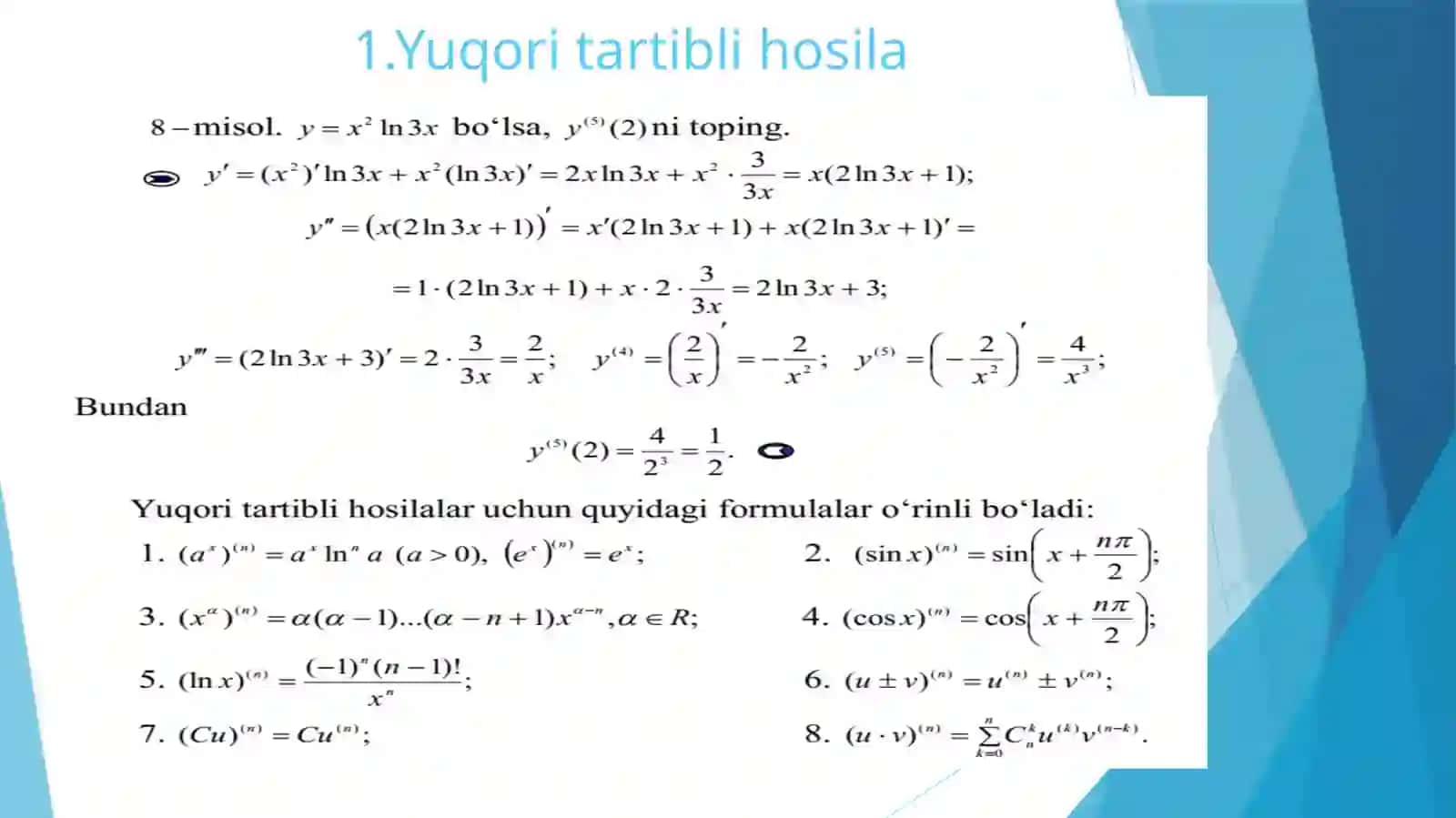 Yuqori tartibli hosila va differensial 2