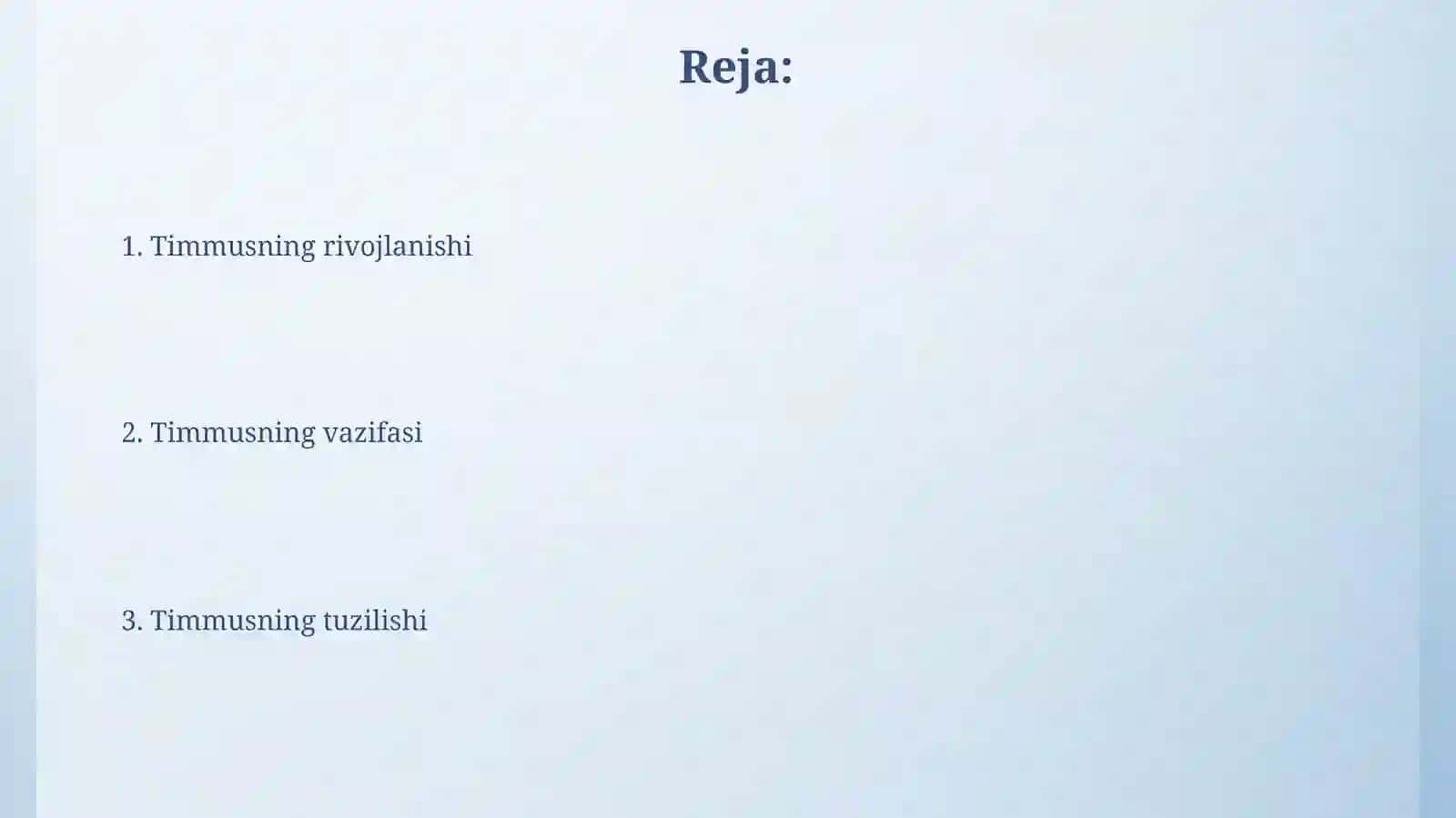 Timusning tuzulishi taraqqiyoti va vazifasi 2