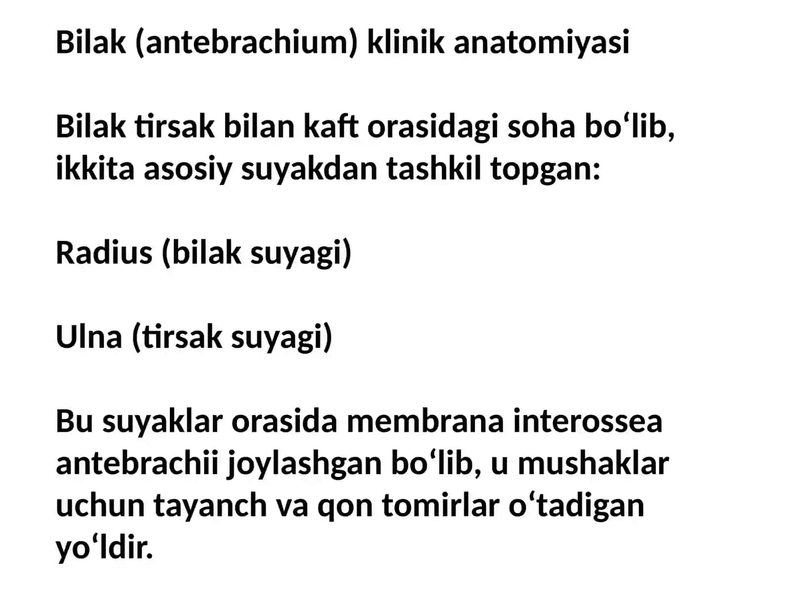 Bilak, tirsak, tirsak chuqurchasi va tirsak boʻgʻimi klinik anatomiyasi 2