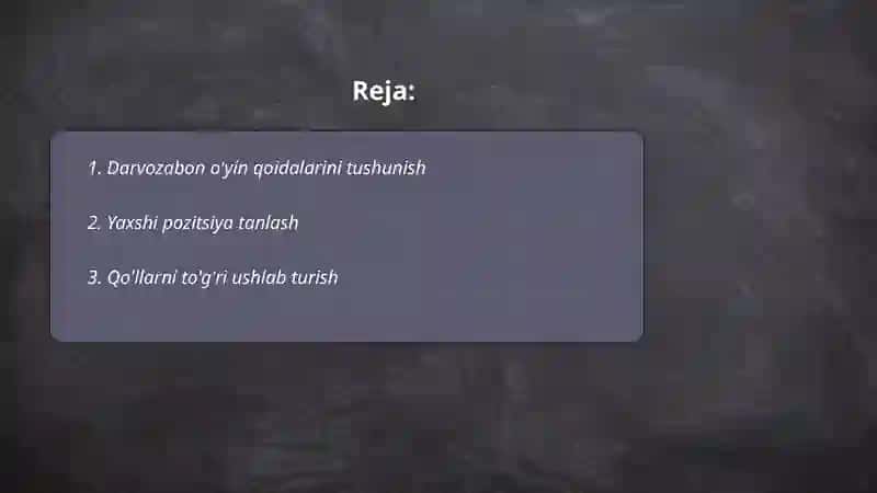 Darvozabon o'yin qoidalarini o'rgatish metodikasi 2
