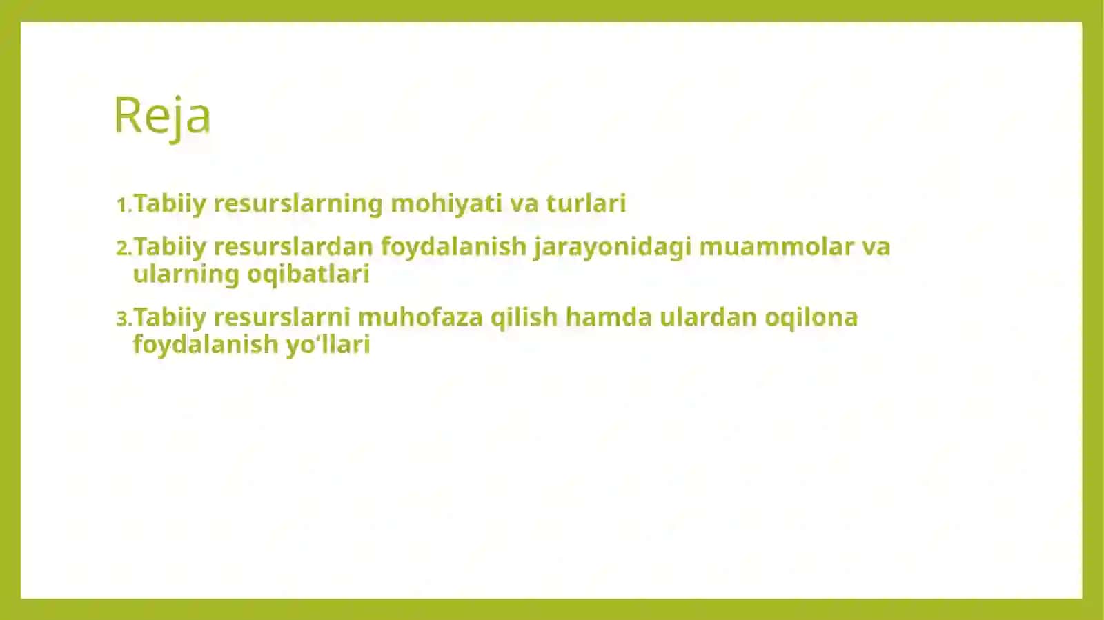 Tabiiy resurslar muammosi 2