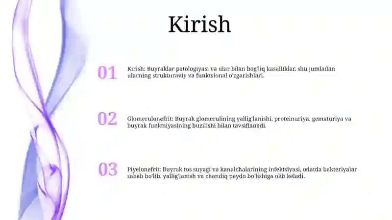 Nefropatiya, Glomerulonefrit, OʻTkir Va Surunkali Buyrak Yetishmovchiligi. Pielonefrit. Nefrotserroz.Patomorfologiyasi 2