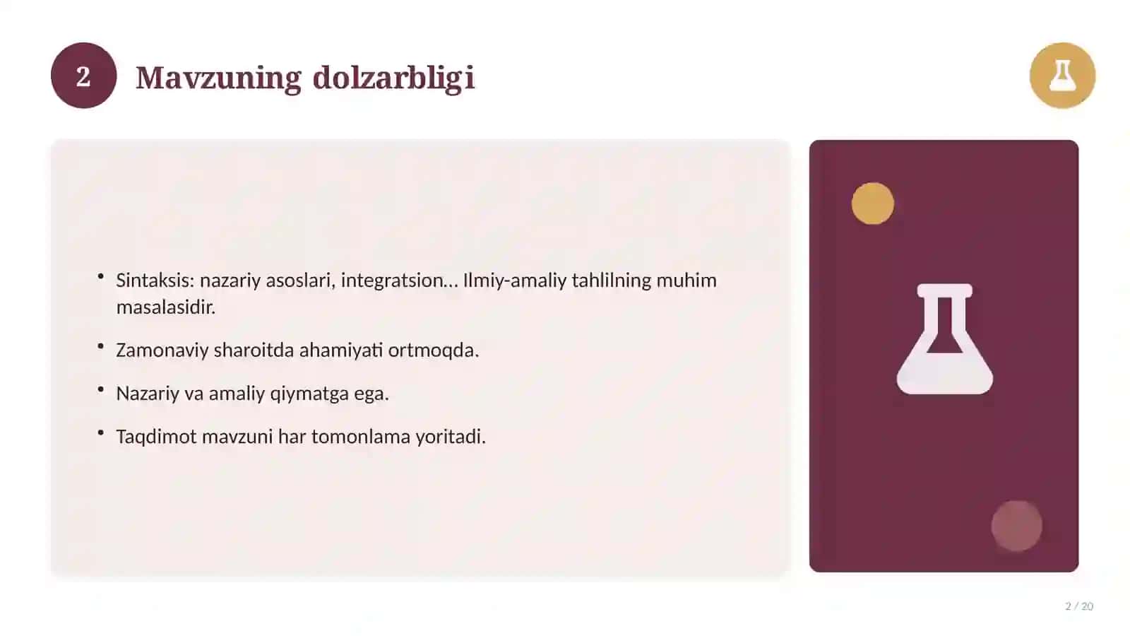Sintaksis: nazariy asoslari, integratsion yondashuvda (Magistrlik dissertatsiyasi mavzusi) 2