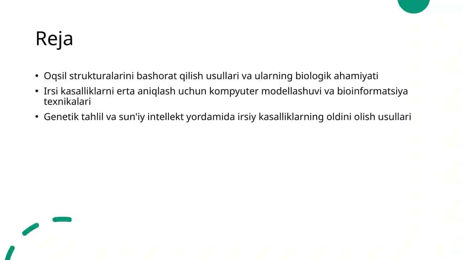Oqsillar strukturasini bashorat qilish va irsiy kasalliklarni erta aniqlash usullari 2