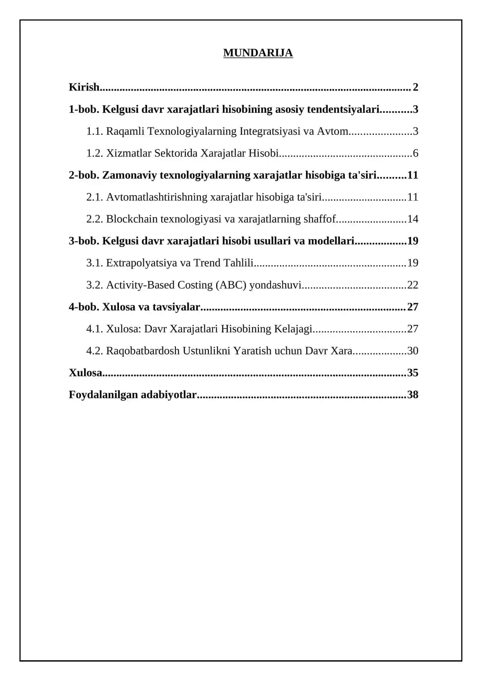 KELGUSI DAVR XARAJATLARI HISOBI USULLARI VA MODELLARI 2