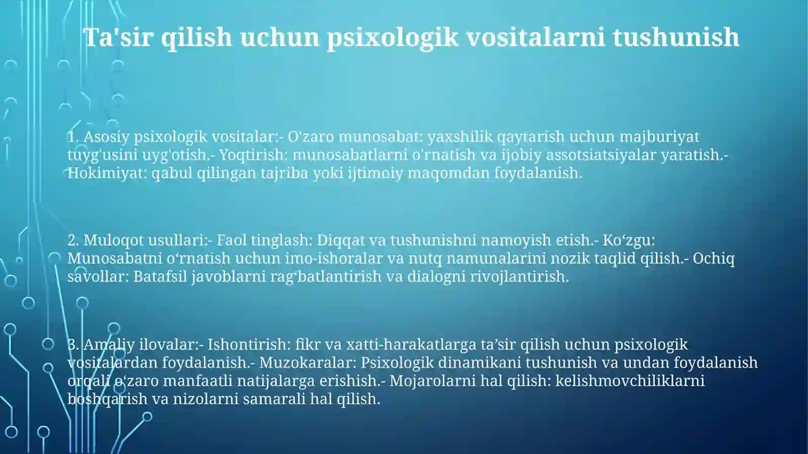 Insoniy Muomala Va Muloqotning Psixologik Vositalari. Samarali TaʼSir Psixologiyasi 2