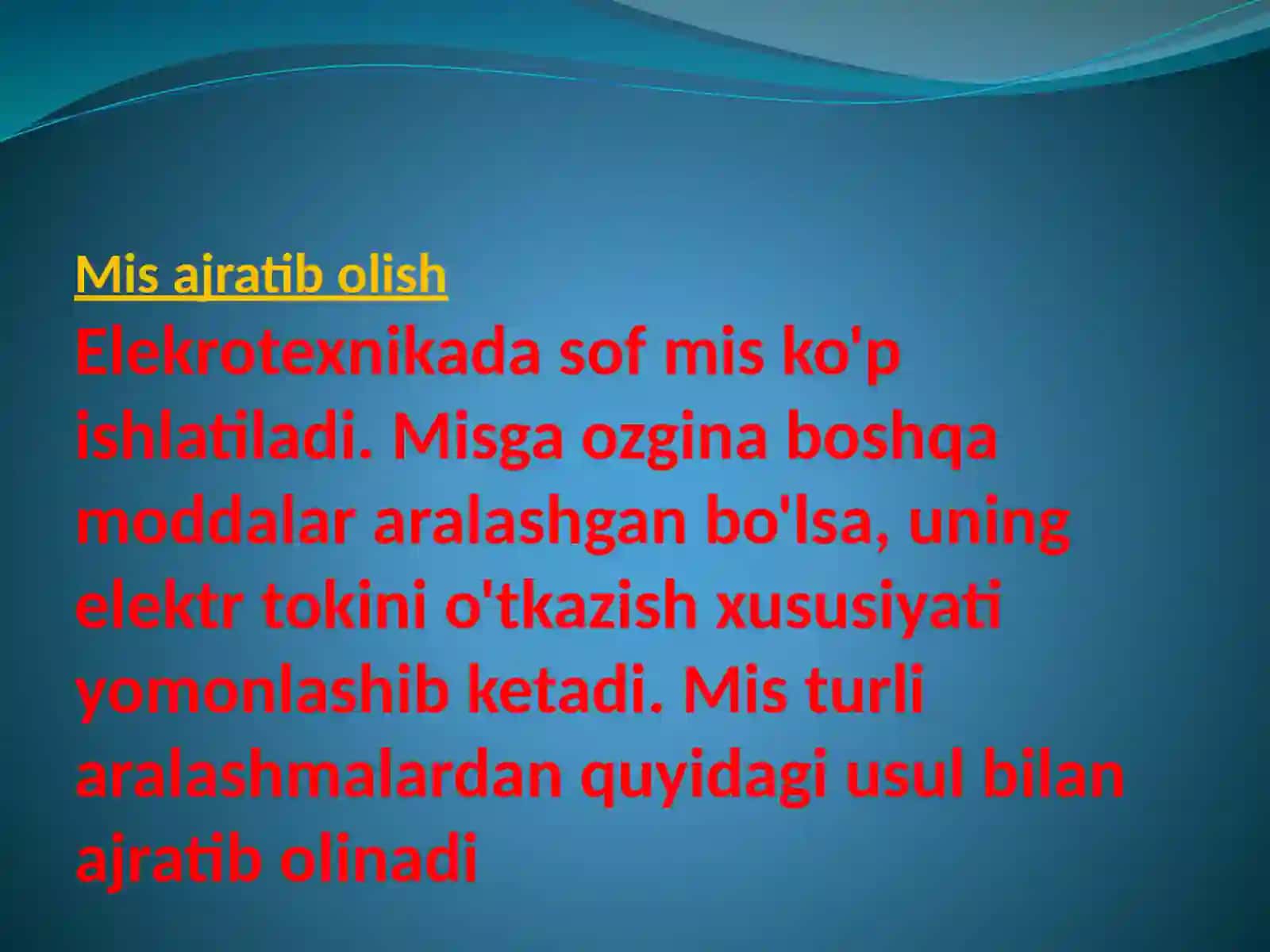 ELEKTROLIZDAN TURMUSHDA VA TEXNIKADA FOYDALANISH 2