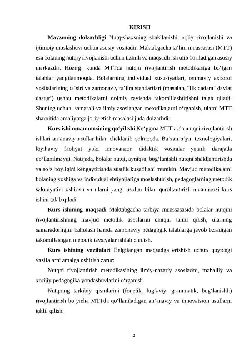 Maktabgacha tarbiya muassasasida nutqni rivojlantirish metodikasi 2