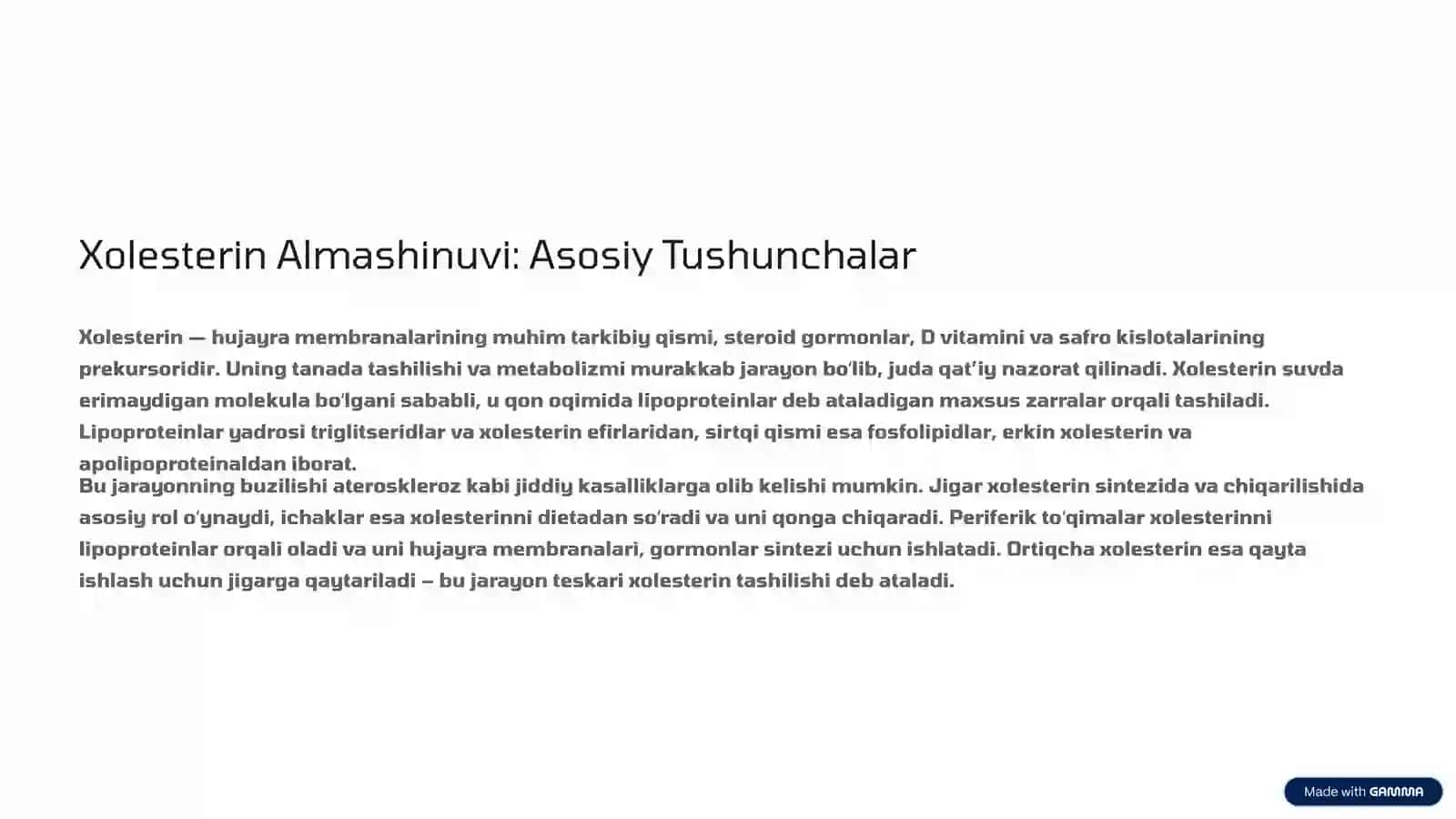 Xolesterin Tashilishida Apo Oqsillar, Semirish va Sfingolipidozlar 2