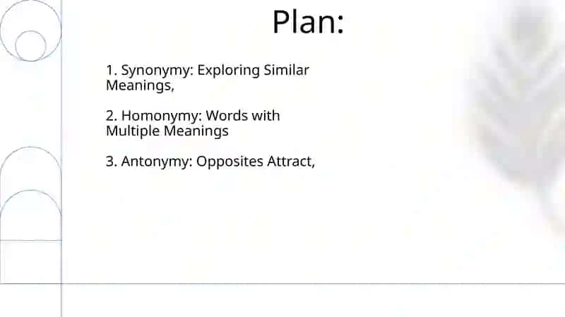 Lexical relationship - synonymy, antonymy, homonymy 2
