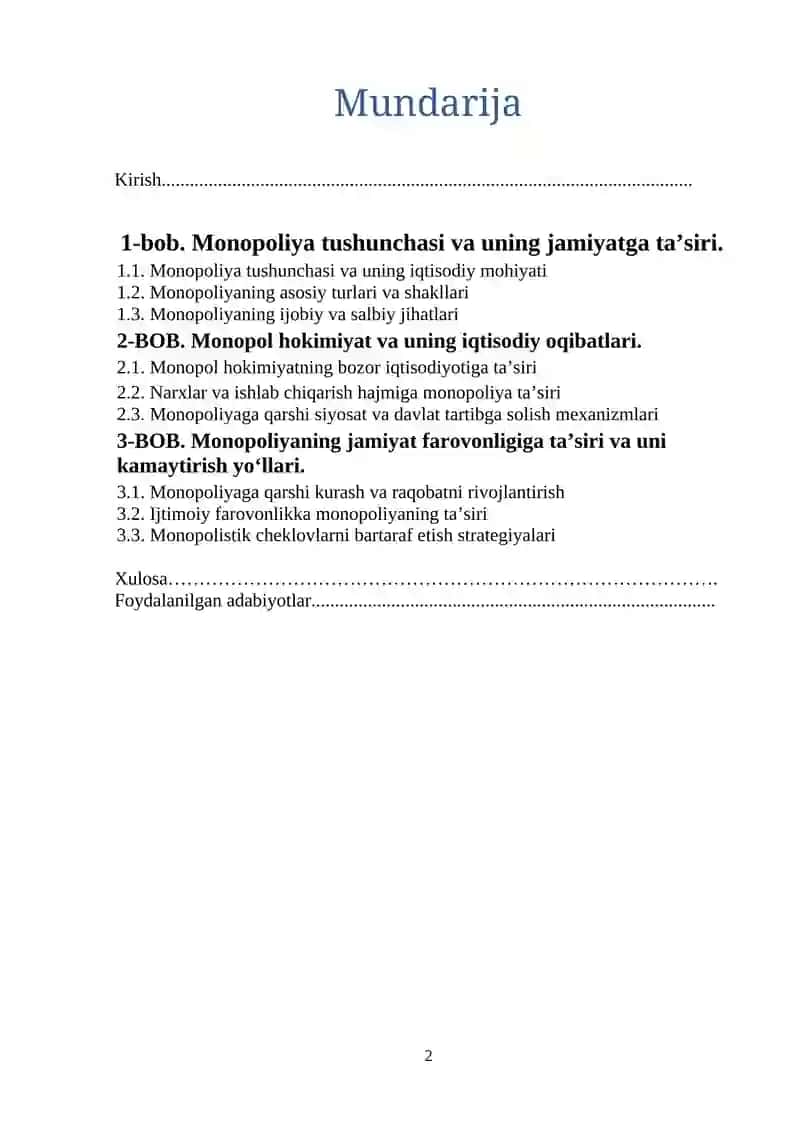 Monopol hokimiyat va jamiyat farovonligi 2