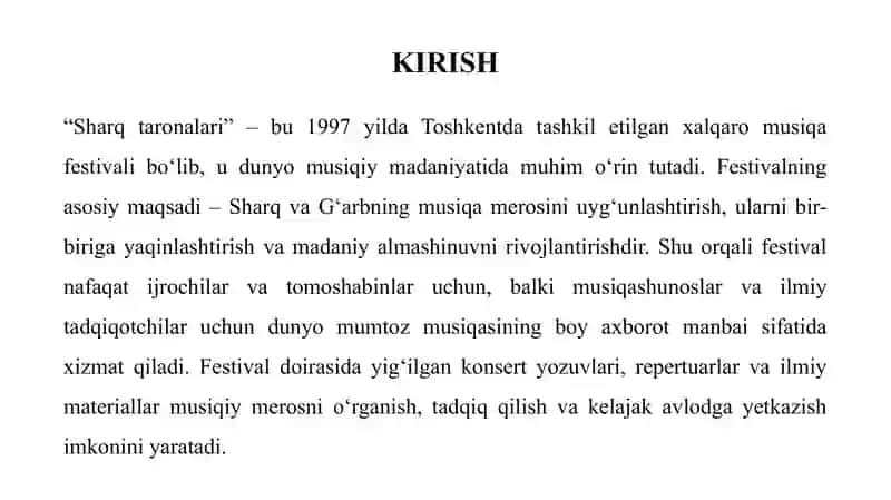 “SHARQ TARONALARI” XALQARO MUSIQA FESTIVALI 2