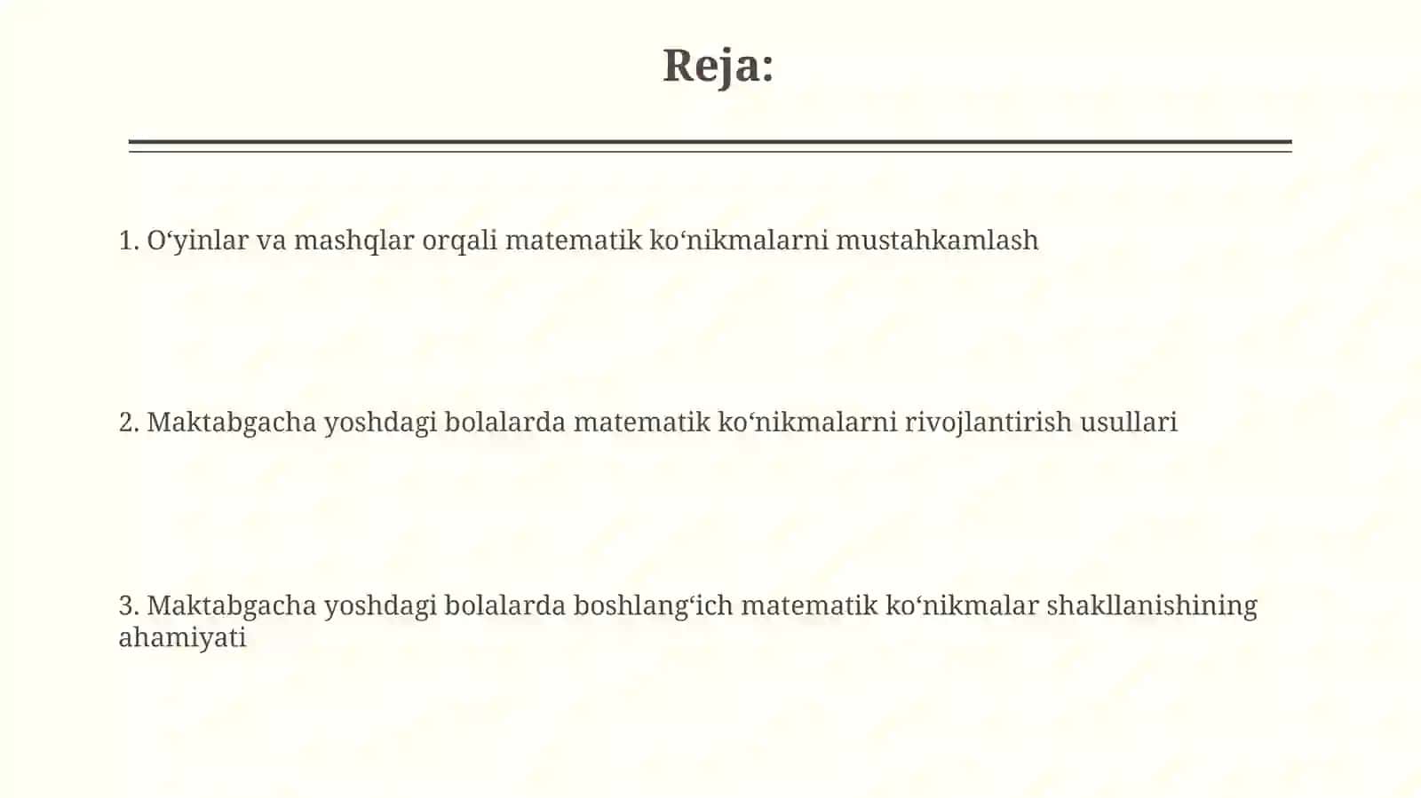 Maktabgacha taʼlim yoshidagi bolalarda dastlabki matematik koʻnikma shakllantirish 2
