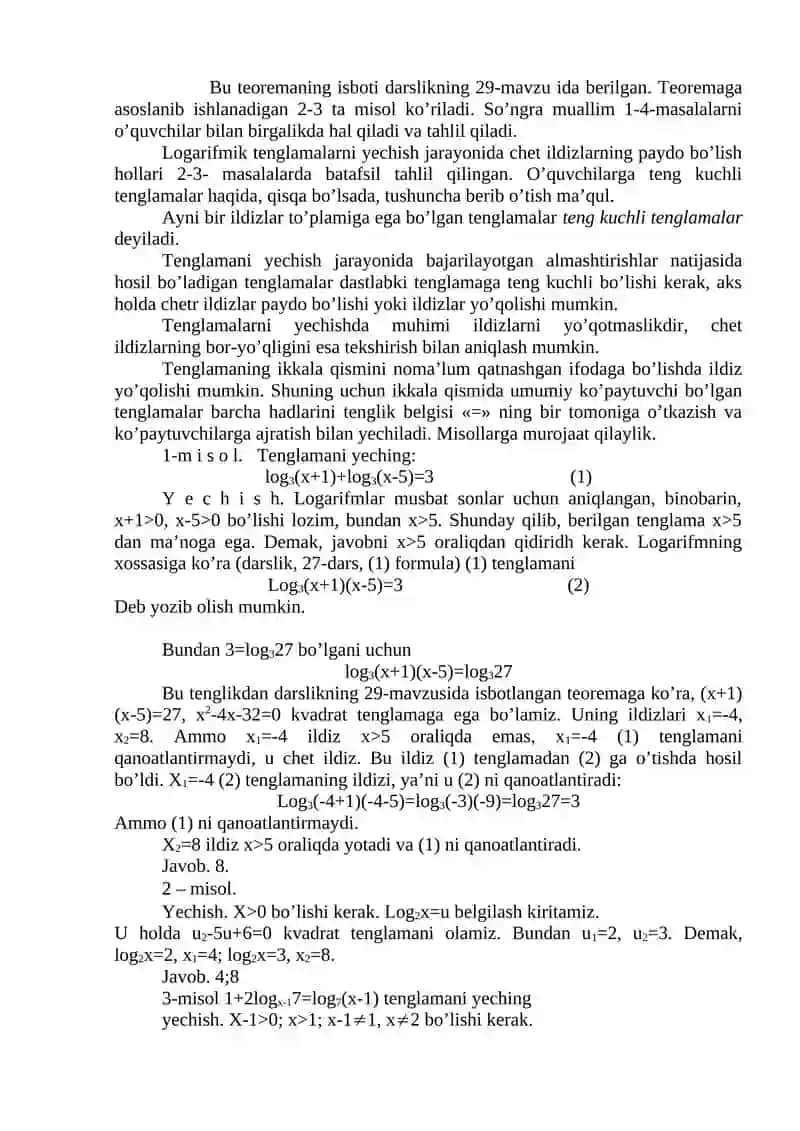 Logarifmik tenglamalar 2