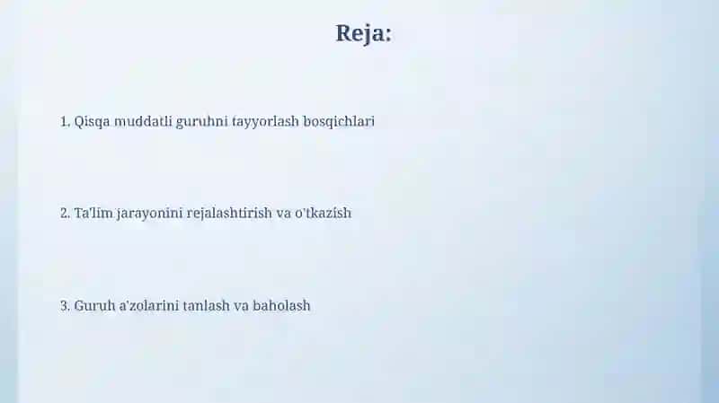 Qisqa muddatli guruhlatni maktabga tayyorlash 2