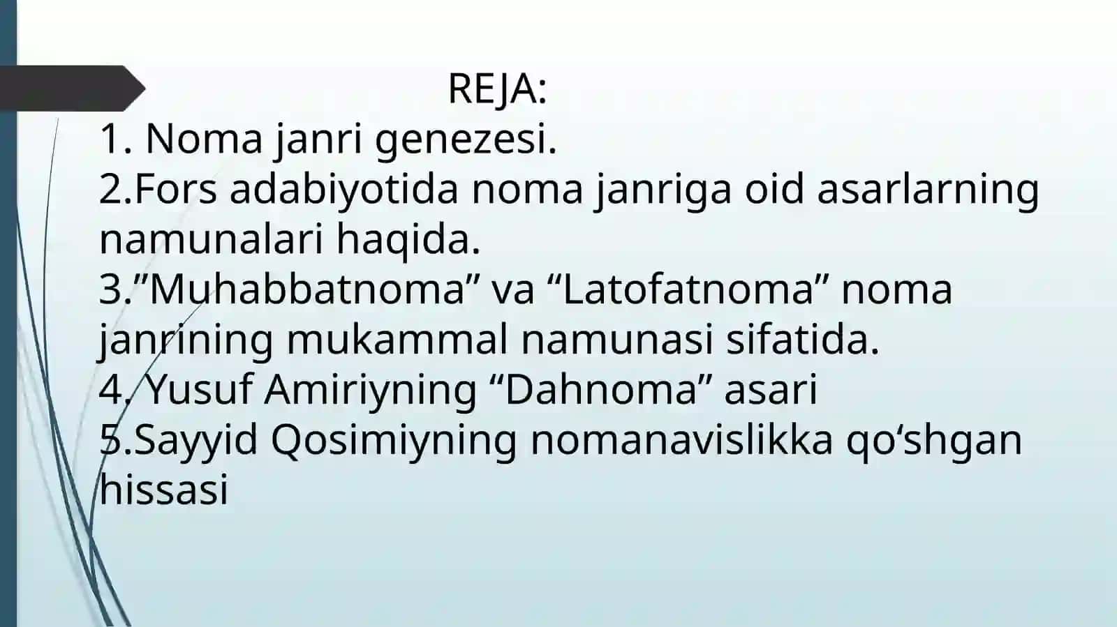 XIV ASR YOZMA YODGORLIKLARI.”MUHABBATNOMA”, “DAHNOMA”, “LATOFATNOMA” ASARLARI 2