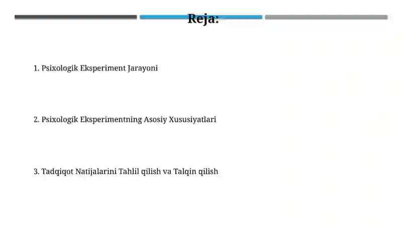 Psixologik eksperiment jarayoni va uning asosiy xususiyatlari 2