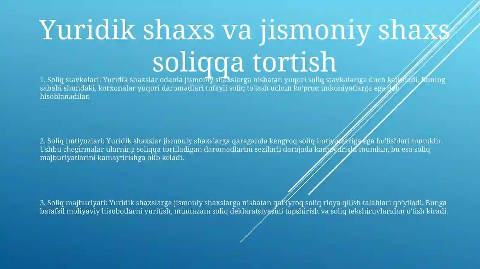 Yuridik Va Jismoniy Shaxslarni Soliqqa Tortishning O'Ziga Xos O'Xshashlik VaFarqliJihatlari 2