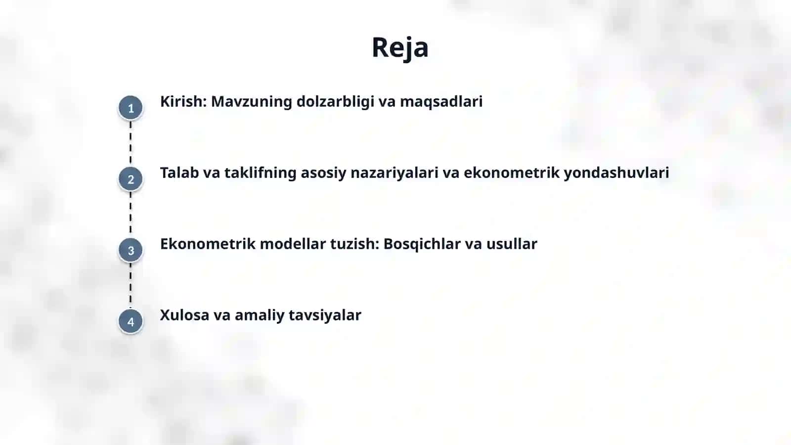 Mahsulotgaboʻlgan talab va taklifning ekonometrik modellarni tuzish. 2