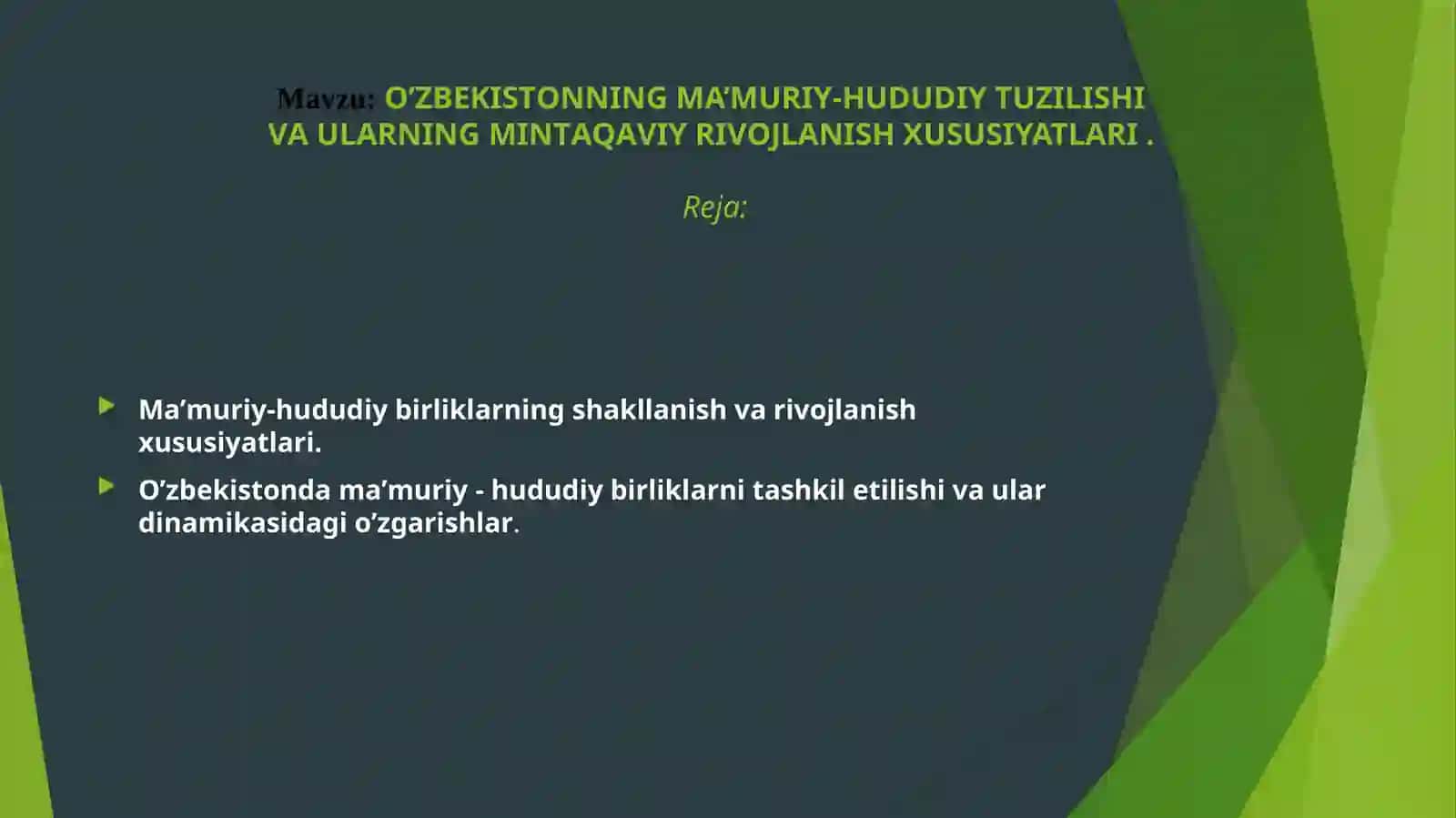 O’ZBЕKISTОNNING MА’MURIY-HUDUDIY TUZILISHIVАULАRNING MINTАQАVIY RIVОJLАNISH XUSUSIYATLАRI 2
