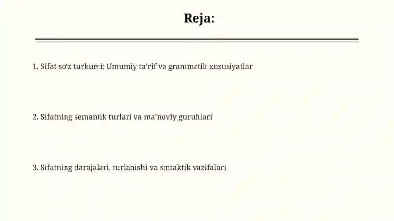 Sifat soʻz turkumi va sifatning maʼno turlari grammatik xususiyatlari 2