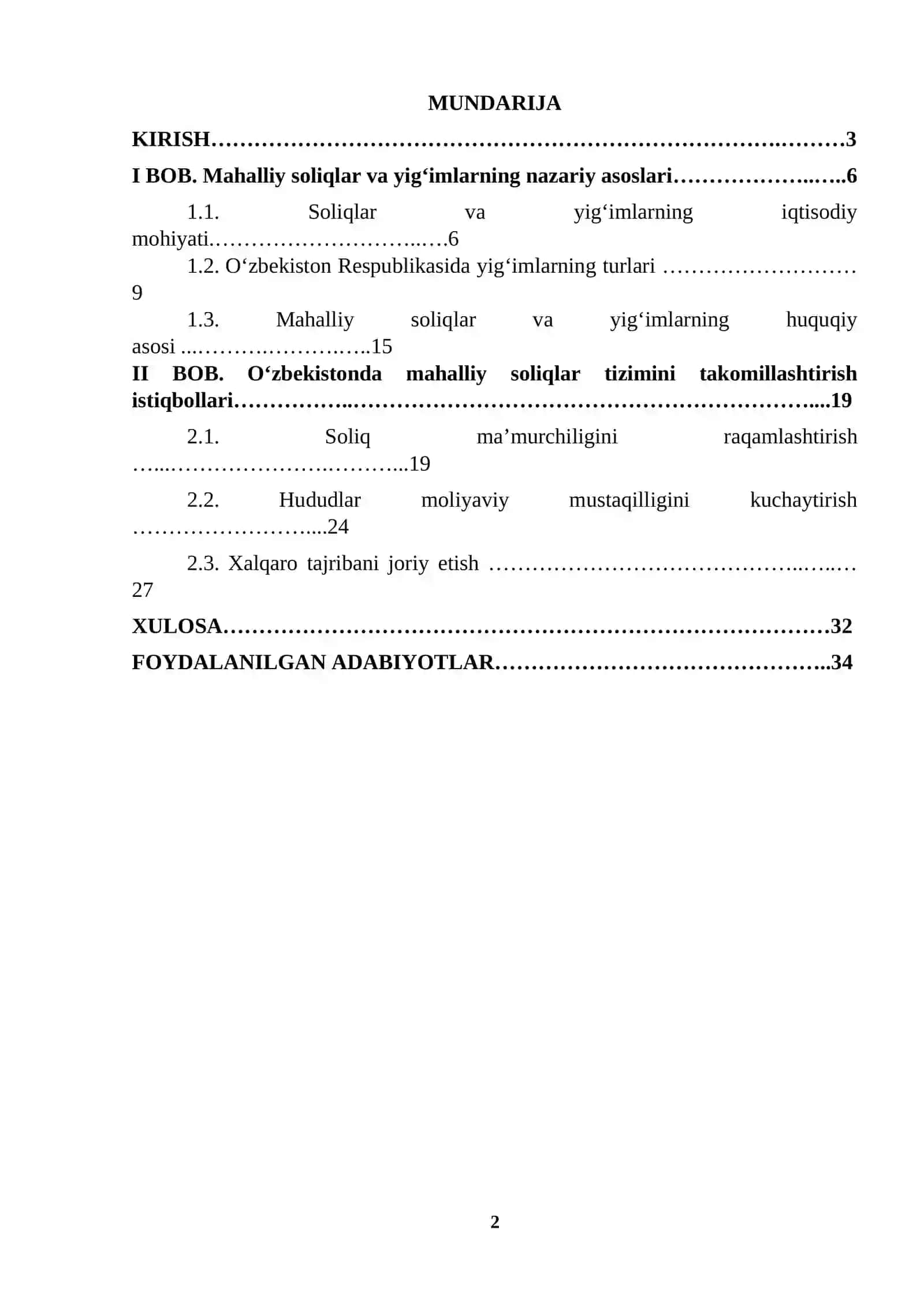 Oʻzbekiston respublikasida mahalliy soliqlar va yigʻimlarning amal qilish mexanizmi 2
