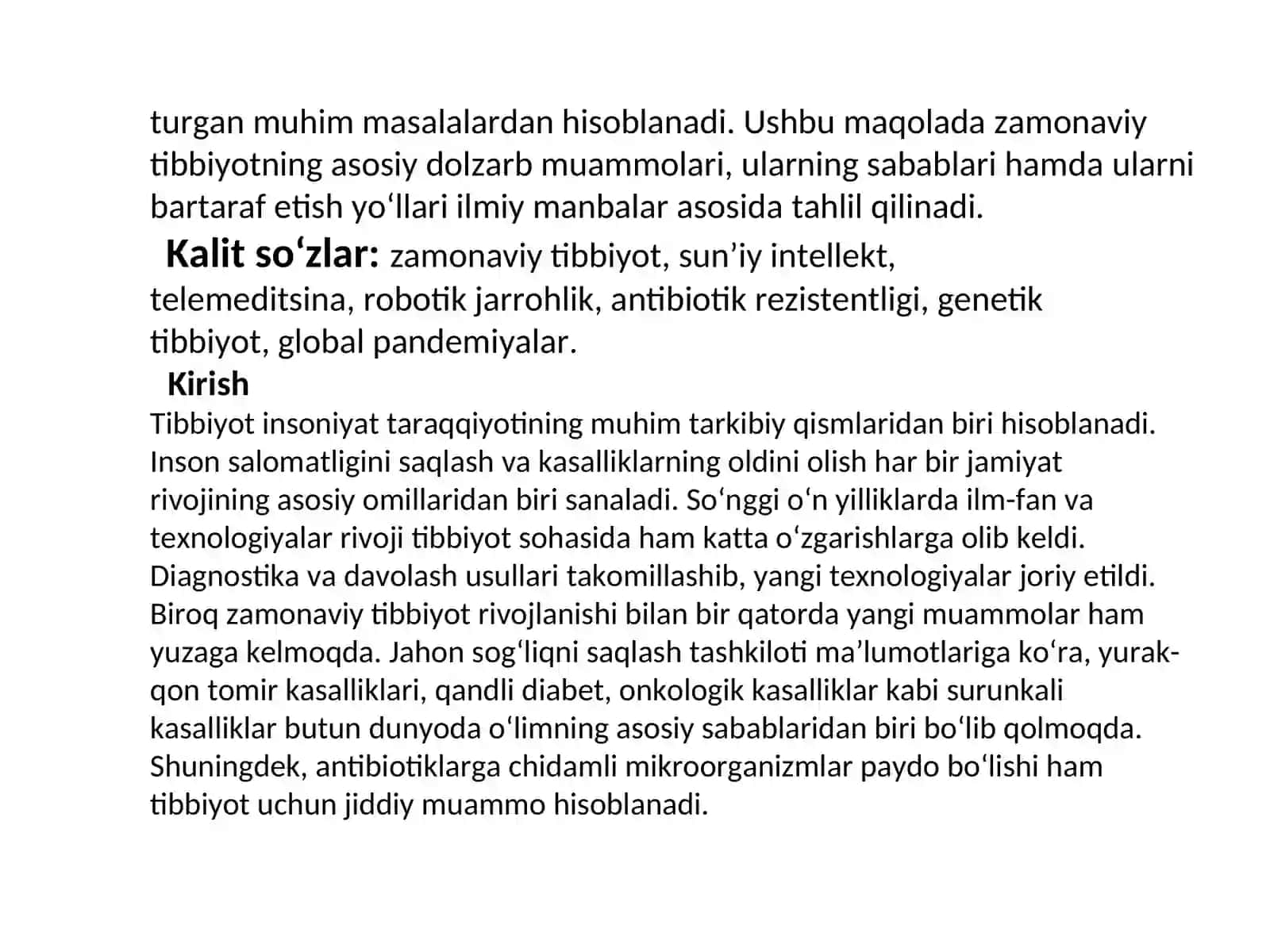 Zamonaviy tibbiyotning dolzarb masalalari 2
