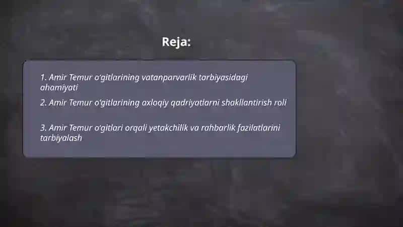Amur Temur õgitlarining tarbiyaviy ahamiyati 2