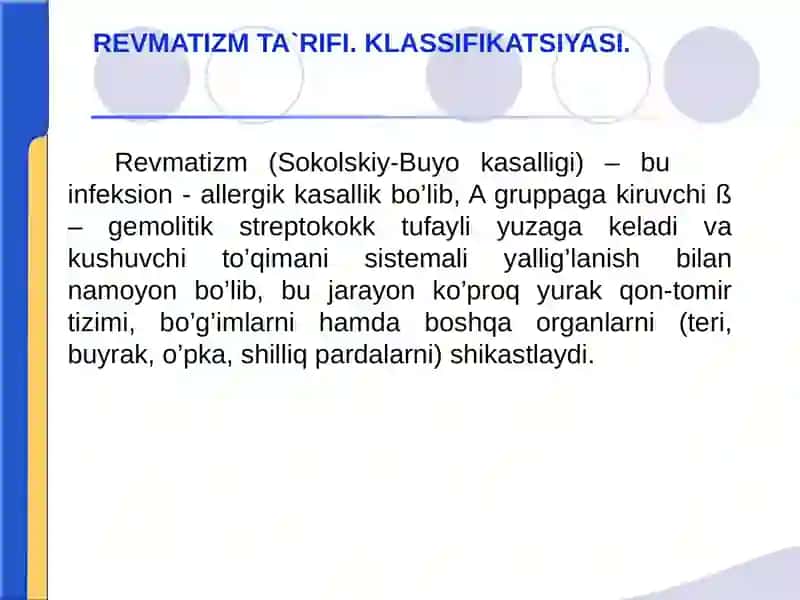 Revmatizmning kattavakichik mezonlari 2