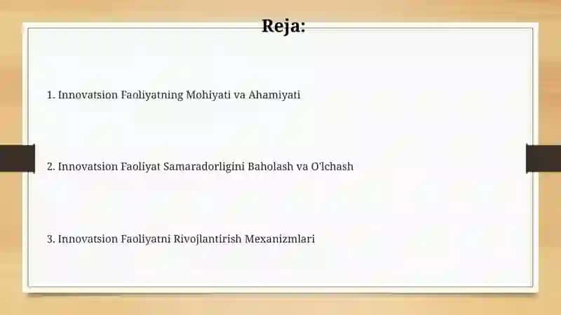 Innovatsion Faoliyatning Mohiyati va Ahamiyati 2