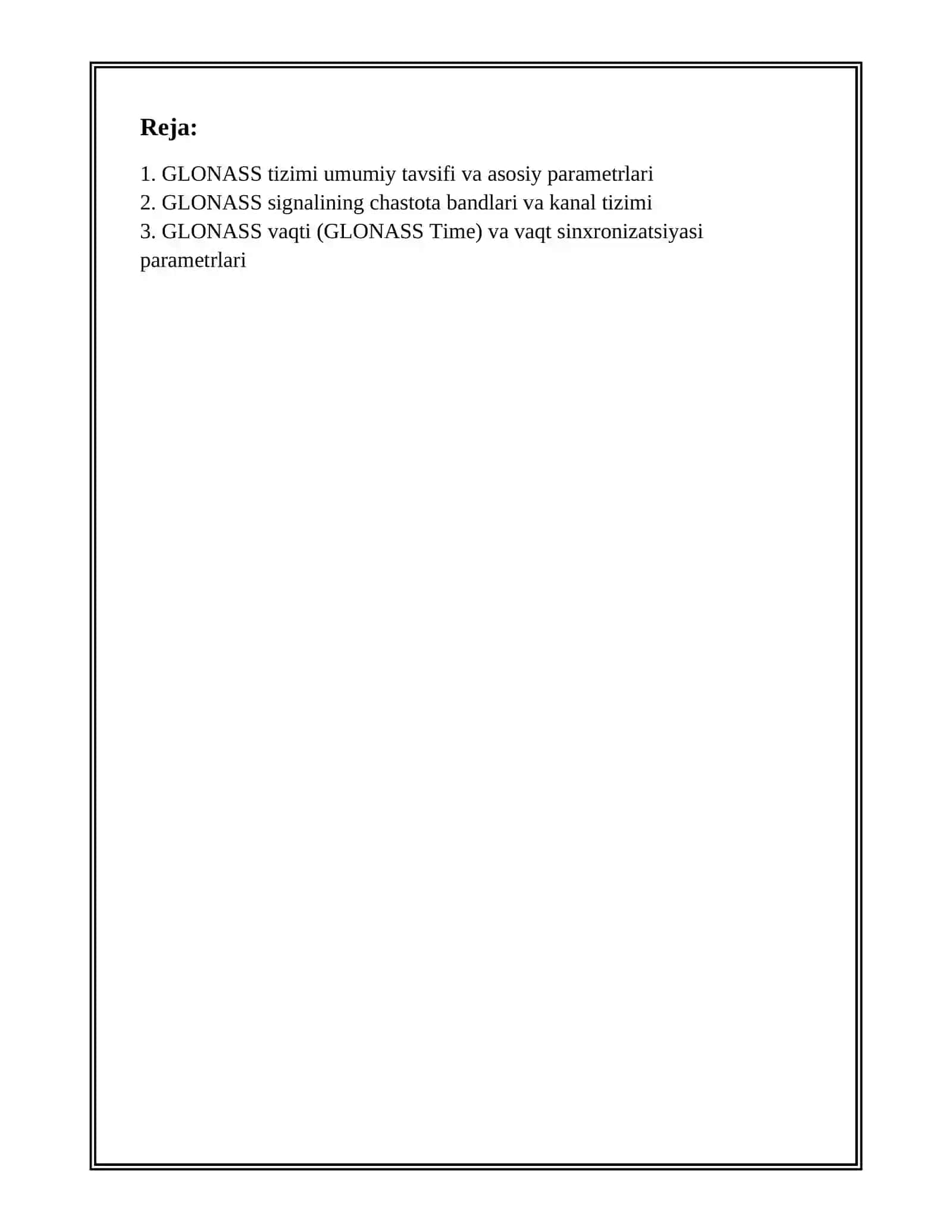 GLONASS PARRAMTERLARI XAQIDA MALUMOT 2