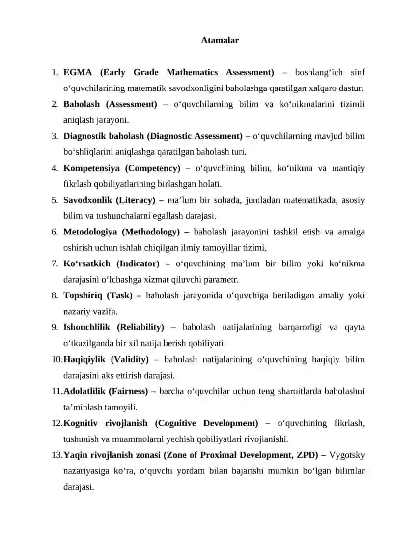 EGMA xalqaro baholash dasturi 2