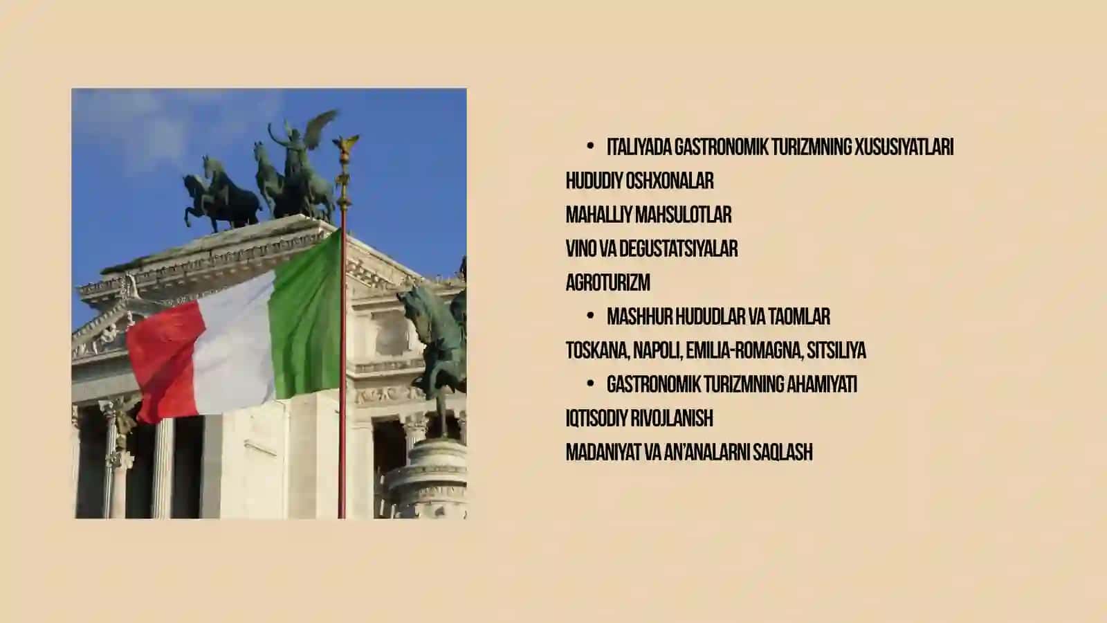 Italiyada gastronomik turizmning xususiyatlari 2