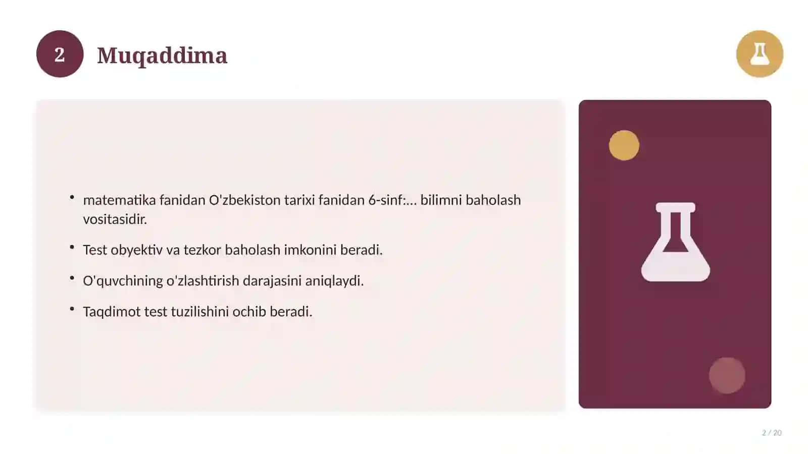 O'zbekiston tarixi fanidan 6-sinf: mavzulashtirilgan nazorat ishi 2