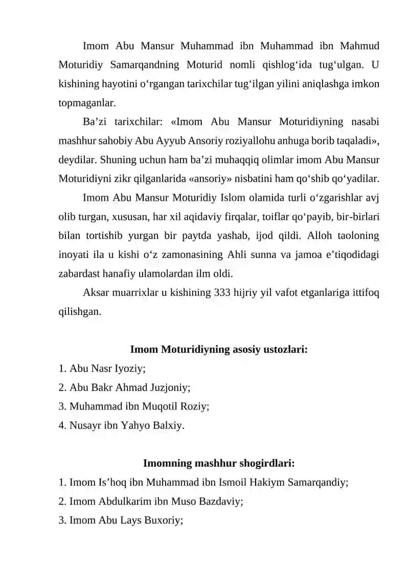 Imom Motrudiyning diniy -ijtimoiy falsafiy, axloqiy qarashlari 2