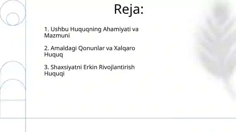 Shaxsiyatni Erkin Rivojlantirish Huquqi 2