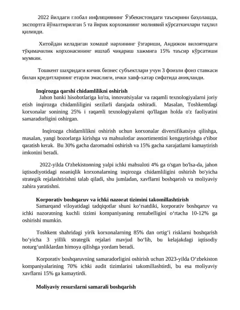 Noaniqlik va xavfor shartlarida korxonaning iqtisodiy xavfsizligini taʼminlash 2