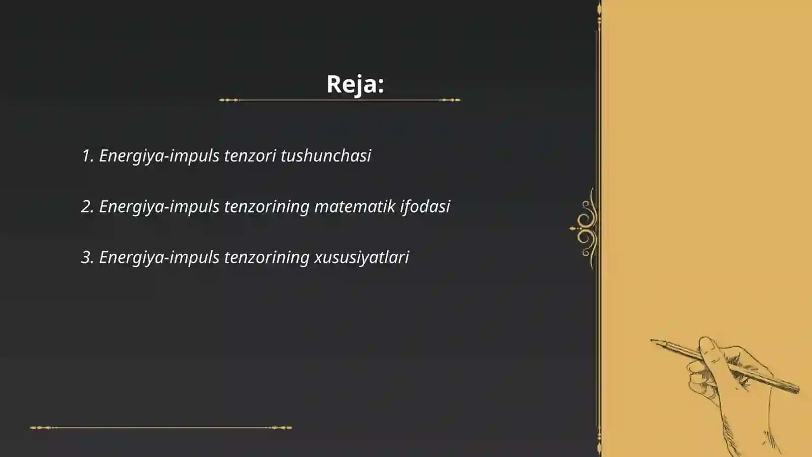 Energiya-impuls tenzori. Enshteyn tenglamasi (isbotsiz) 2