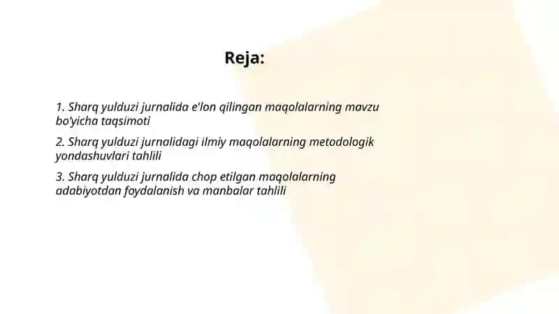 Sharq yulduzi jurnalida e'lon qilingan ilmiy maqolalar tahlili 2