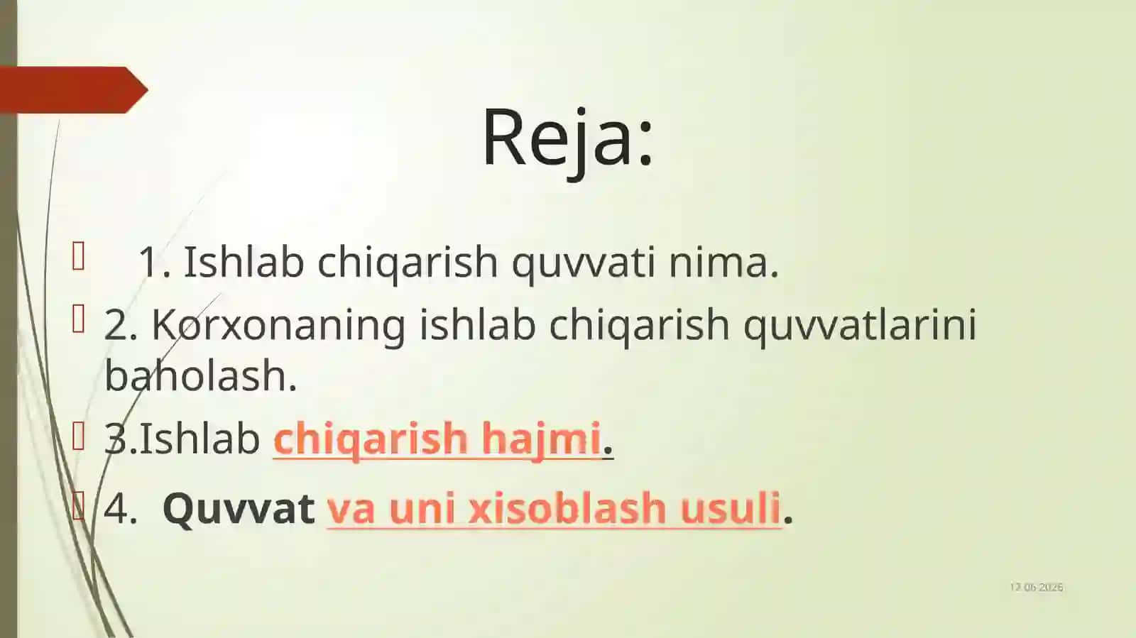 Korxonaning ishlab chiqarish quvvati va unihisoblash usullari 2