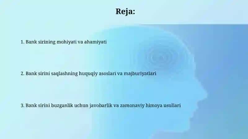 Bank siri va uni saqlash majburiyati 2