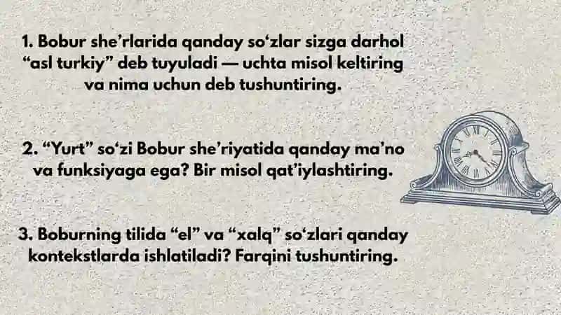 Bobur sheriyatidagi asli turkiy so'zlar 2