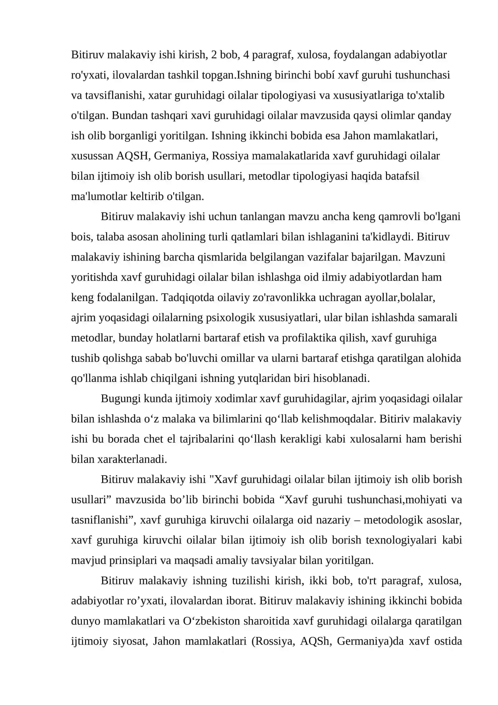 "Xavf guruhidagi oilalar bilan ijtimoiy ish olib borish usullari" 2