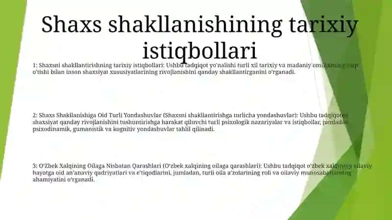 Shaxs Shakllanishiga Oid Turli Yondashuvlar 2
