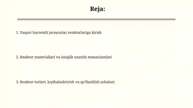 Yuqori haroratda boruvchi kimyoviy jarayonlar uchun reaktorlar 2