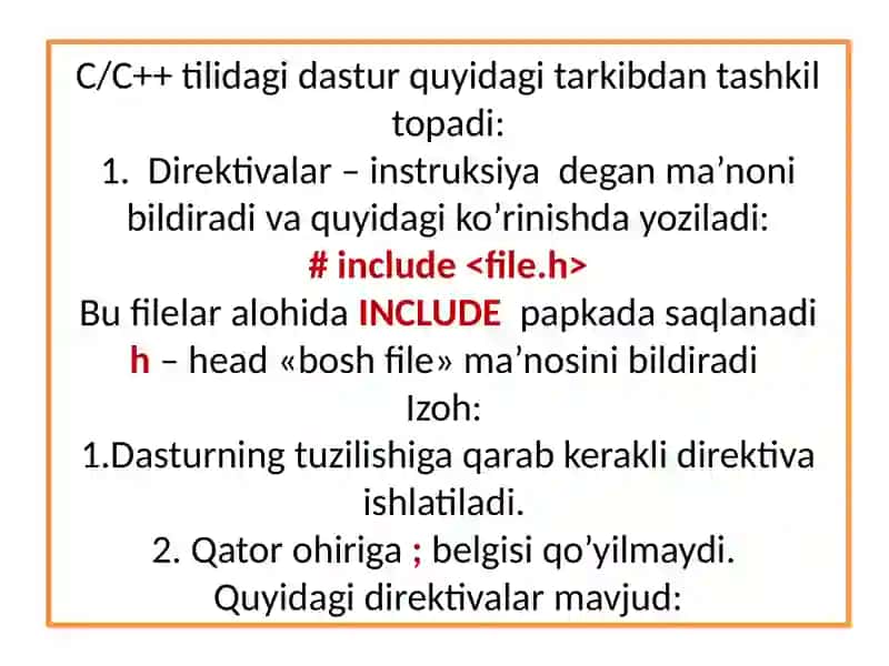 C++ tili sintaksisi 2