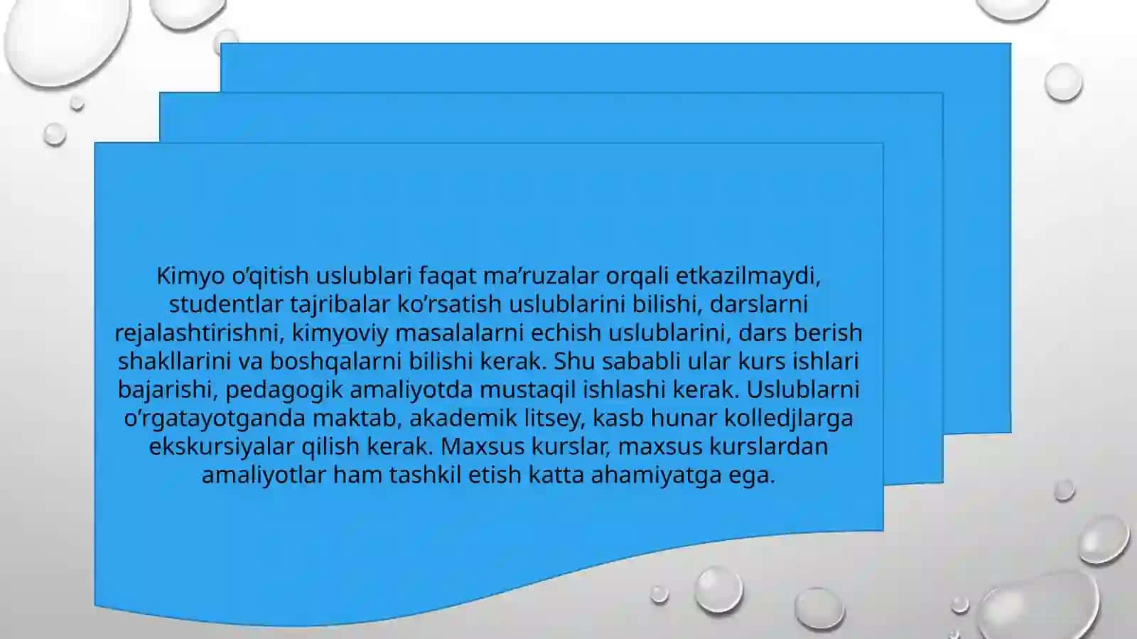 Kimyo o’qitish natijalarini nazorat qilishning metodlari, shakli va turlari 2